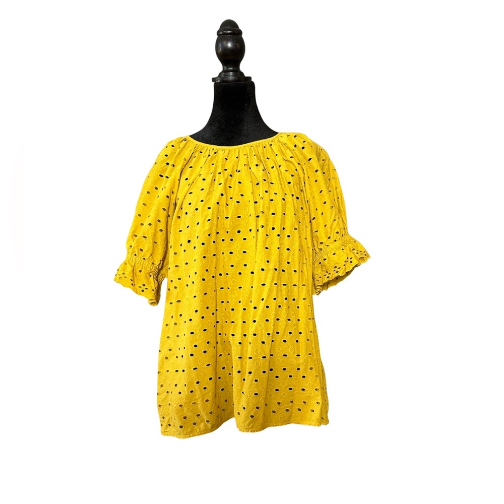 Vintage 90s Universal Thread Gold See-Through Puff Sleeves Blouse Size XXL